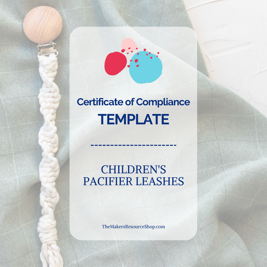 Certificate of Compliance Template - Children's Pacifier Leash